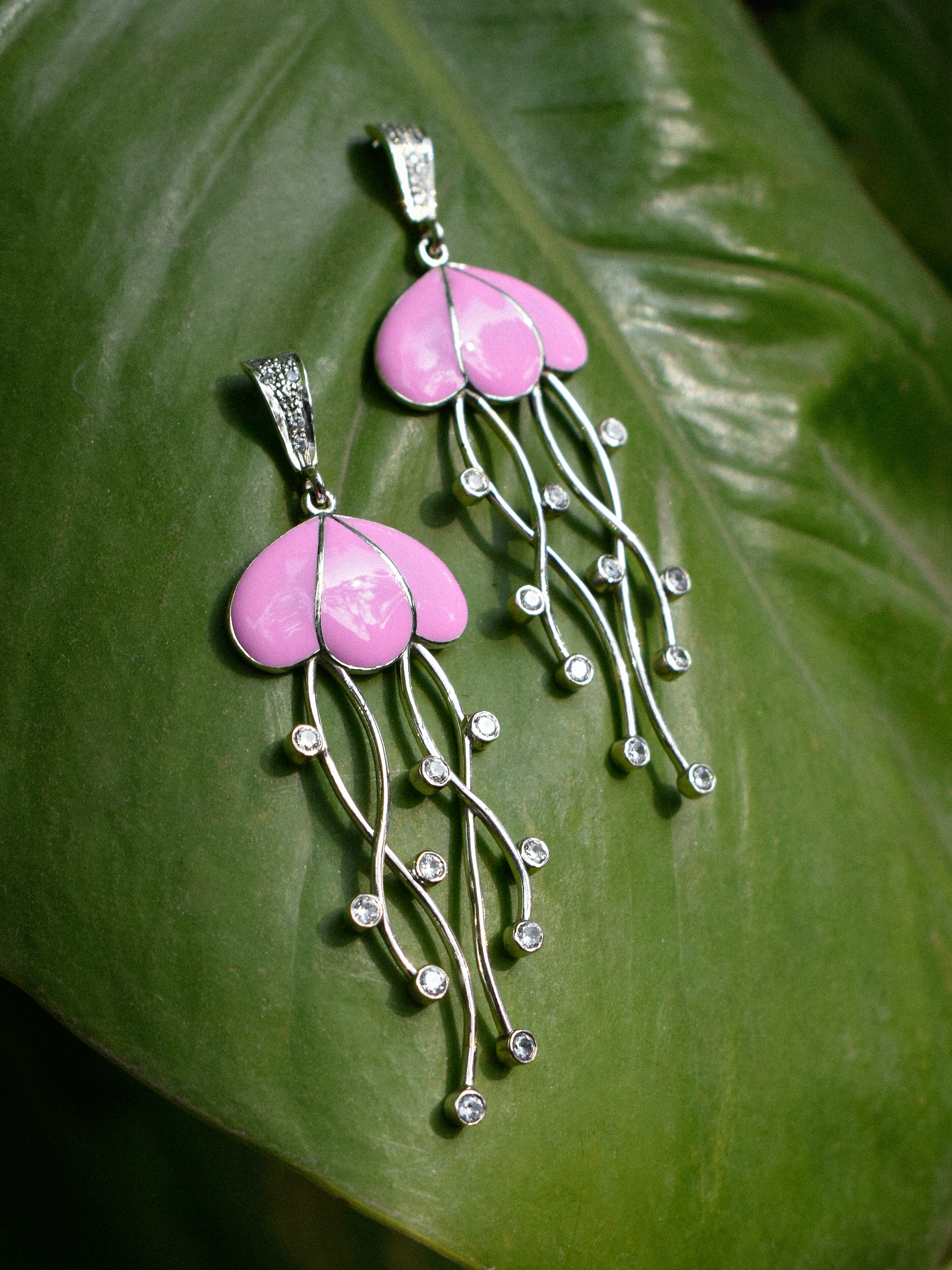Silver Enamel Jellyfish Jhumkas